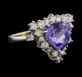 4.17 ctw Tanzanite and Diamond Ring - 14KT White Gold