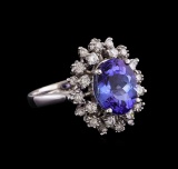 4.35 ctw Tanzanite and Diamond Ring - 14KT White Gold