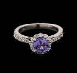 1.13 ctw Tanzanite and Diamond Ring - 14KT White Gold