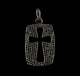 4.30 ctw Black Diamond Cross Pendant - 14KT White Gold