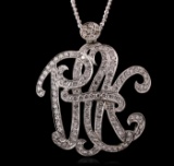 14KT White Gold 4.50 ctw Diamond Monogram Pendant With Chain