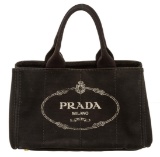 Prada Black Canvas Medium Canapa Tote Bag