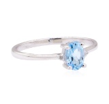 0.52 ctw Blue Topaz and Diamond Ring - 14KT White Gold