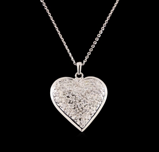 14KT White Gold 1.29 ctw Diamond Heart Pendant With Chain