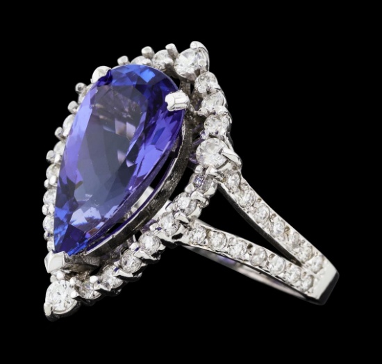 4.16 ctw Tanzanite and Diamond Ring - 14KT White Gold