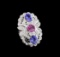 3.20 ctw Tanzanite, Pink Sapphire and Diamond Ring - 14KT White Gold