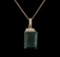 14KT Rose Gold 18.78 ctw Emerald and Diamond Pendant With Chain