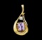 1.70 ctw Amethyst and Diamond Pendant - 14KT Yellow Gold