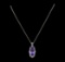 20.72 ctw Tanzanite and Diamond Pendant With Chain - 14KT White Gold