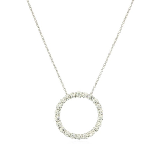 1.1 ctw Diamond Pendant With Chain - 14KT White Gold