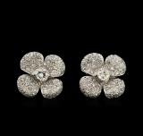 1.98 ctw Diamond Clover Earrings - 18KT White Gold