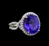 GIA Cert 8.82 ctw Tanzanite and Diamond Ring - 14KT White Gold