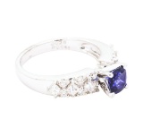 1.36 ctw Sapphire and Diamond Ring - 18KT White Gold