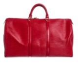 Louis Vuitton Red Epi Leather Keepall 50 cm Duffle Bag Luggage