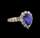 14KT White Gold 2.70 ctw Tanzanite and Diamond Ring