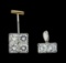 Tetris Crystal Earrings - Silver and Gold Plated
