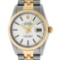 Rolex Mens 2 Tone 14K White Index 36MM Datejust Wristwatch With Rolex Box