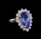 5.02 ctw Tanzanite and Diamond Ring - 14KT White Gold