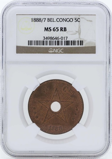 1888/7 Belgian Congo 5 Centimes Coin NGC MS65RB