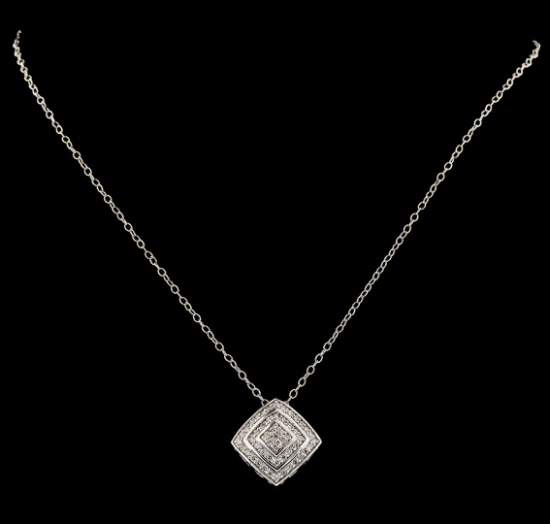 0.75 ctw Diamond Pendant With Chain - 14KT White Gold