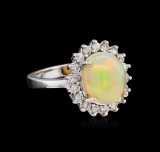 2.35 ctw Opal and Diamond Ring - 14KT White Gold