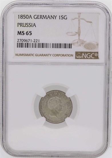 1850A Germany 1 Silber Groschen Prussia Coin NGC MS65