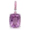 14k White Gold  3.69CTW Amethyst and Pink Sapphire Pendant