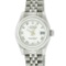 Rolex Ladies Stainless Steel White Roman Quickset Datejust Wristwatch With Rolex