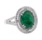 3.65 ctw Emerald and Diamond Ring - 14KT White Gold