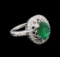 1.90 ctw Emerald and Diamond Ring - 14KT White Gold
