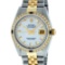 Rolex Mens 2 Tone MOP String Diamond & Sapphire 36MM Datejust Wristwatch