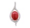 4.55 ctw Red Coral and Diamond Pendant - 14KT White Gold