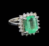 4.88 ctw Emerald and Diamond Ring - 14KT White Gold