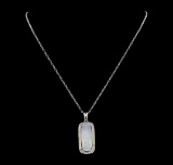 8.67 ctw Opal and Diamond Pendant With Chain - 14KT White Gold