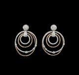 1.14 ctw Diamond Earrings - 14KT Rose and White Gold