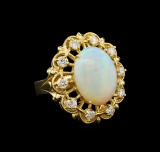 14KT Yellow Gold 3.37 ctw Opal and Diamond Ring