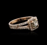 14KT Rose Gold 1.39 ctw Fancy Yellowish Green Diamond Ring