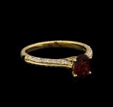 14KT Yellow Gold 0.85 ctw Rubellite and Diamond Ring