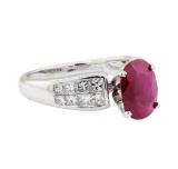 2.64 ctw Ruby and Diamond Ring - 14KT White Gold