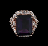 14KT Rose Gold 13.61 ctw Amethyst and Diamond Ring