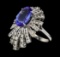 5.73 ctw Tanzanite and Diamond Ring - 14KT White Gold