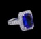 4.85 ctw Tanzanite and Diamond Ring - 14KT White Gold