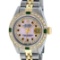 Rolex Ladies 2 Tone 14K Pink MOP Ruby & Emerald Datejust Wriswatch