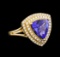 14KT Yellow Gold 4.45 ctw Tanzanite and Diamond Ring