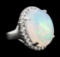 14.60 ctw Opal and Diamond Ring - 14KT White Gold