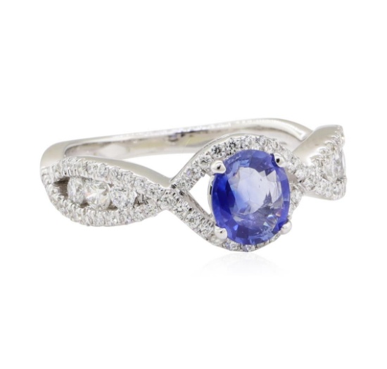 1.30 ctw Sapphire and Diamond Ring - 14KT White Gold