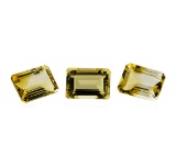 21.21 ctw.Natural Emerald Cut Citrine Quartz Parcel of Three