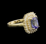 2.41 ctw Tanzanite and Diamond Ring - 14KT Yellow Gold