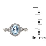 1.02 ctw Aquamarine and Diamond Ring - 14KT Yellow Gold