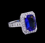 4.85 ctw Tanzanite and Diamond Ring - 14KT White Gold